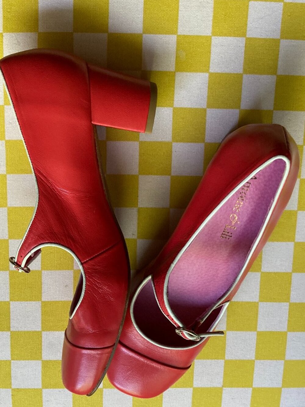✨ NWB Antoine & Lili Paris Red Leather Block Heel Shoes Size 38 ✨ - Picture 4 of 14